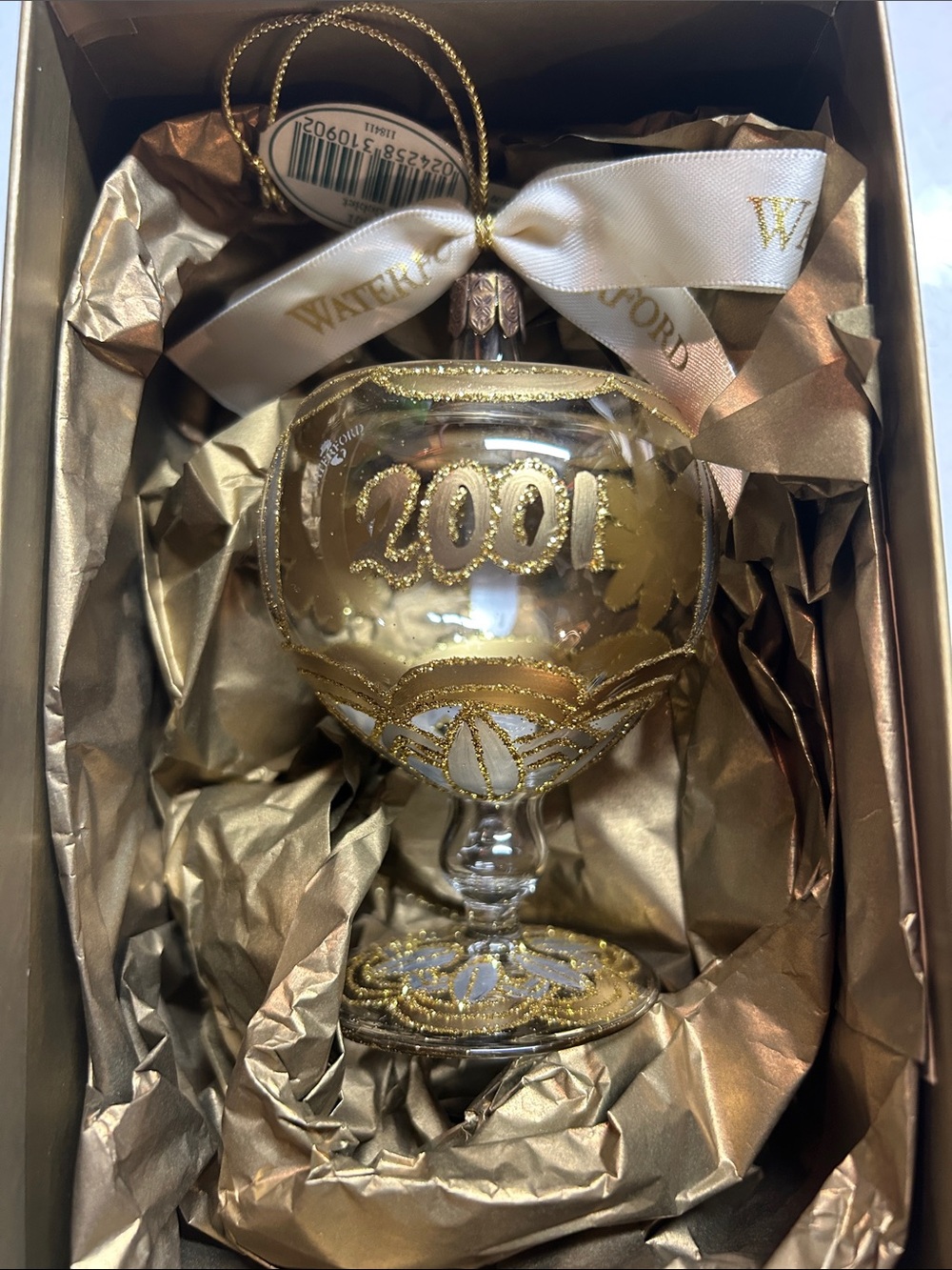 Waterford Gold and Green Holiday Ornament